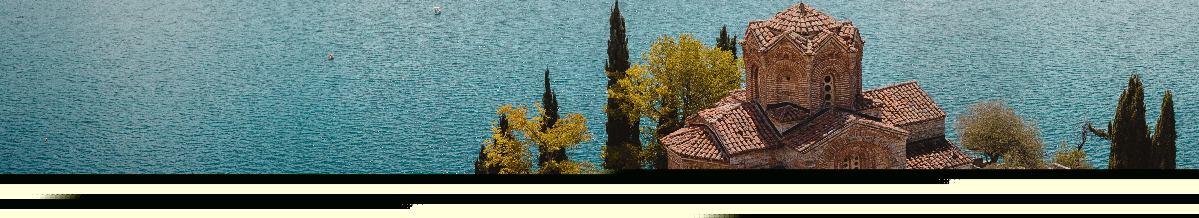 Skoplje - Pogled na crkvu sv.Jovana Kanea i Ohridsko jezero_3840X700