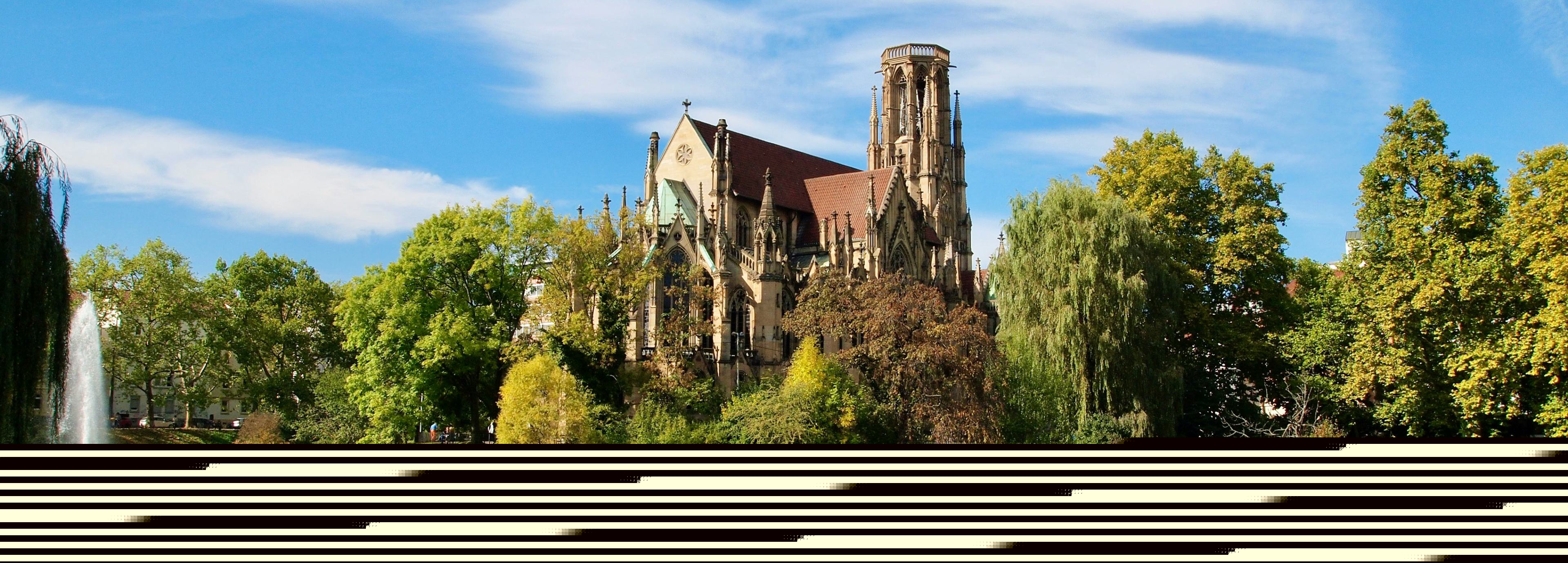 Stuttgart pogled na jezero Feuersee i Johanneskirche dvorac_3840X1380